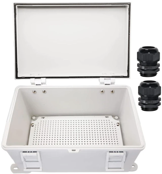 Main image of Junction Box ABS Plastic Waterproof IP65 Electrical Boxes Hinged Shell Outdoor Universal Project Enclosure with Mounting Plate and Wall Brackets Grey 11.8x7.9x6.3 inch(300x200x160mm)