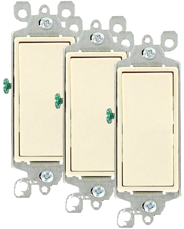 Main image of 5603-2T 15 Amp, 120/277 Volt, Decora Rocker 3-Way AC Quiet Switch, Residential Grade, Grounding, Light Almond (Pack of 3)