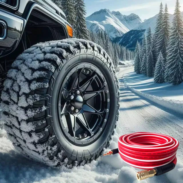Alt view image 5 of 6 - Air Hose 1/4 in x 100 ft, Heavy Duty, Lightweight, Kink Resistant, Hybrid Air Compressor Hose with 1/4 in Solid Brass Male Fittings, Bend Restrictors, 300 PSI(100FT, Red White)