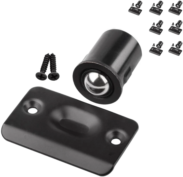 Main image of 8 Pack Drive in Ball Catch with Strike Plate for Closet Doors, Black, 13/16 Inch x 1-1/8 Inchs,Die-cast, Adjustable Tension Ball