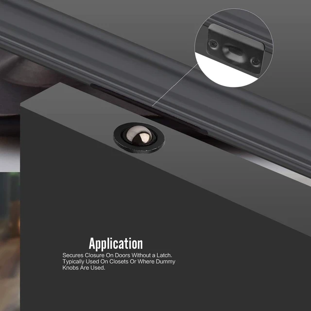 Alt view image 5 of 6 - 8 Pack Drive in Ball Catch with Strike Plate for Closet Doors, Black, 13/16 Inch x 1-1/8 Inchs,Die-cast, Adjustable Tension Ball