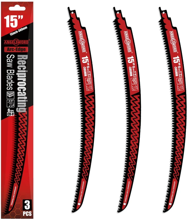 Main image of 15 Inch Arc Edge Reciprocating Saw Blade, 6TPI Wood Pruning Saw Blades for Tree Trimming, Wood Cutting, 3 Pack