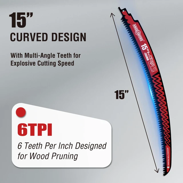 Alt view image 2 of 7 - 15 Inch Arc Edge Reciprocating Saw Blade, 6TPI Wood Pruning Saw Blades for Tree Trimming, Wood Cutting, 3 Pack