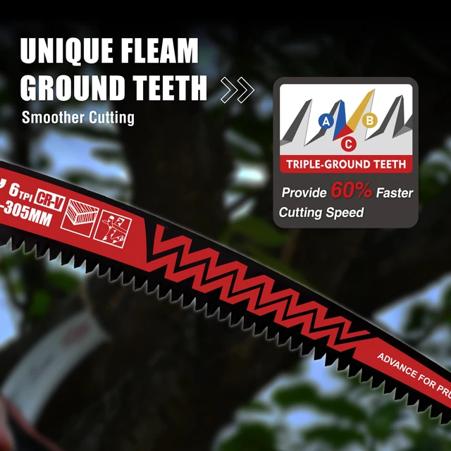 Alt view image 3 of 6 - 12 Inch Arc Edge Reciprocating Saw Blade, 6TPI Sawzall Blade, Wood Pruning Saw Blade for Tree Trimming, Wood Cutting, 3 Pack