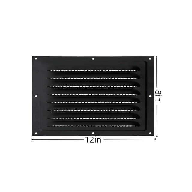 Alt view image 2 of 6 - 2pcs Attic Vent Soffit Vent Aluminum Wall Vent Metal Shed Vent Square Vent Louver Vent Grille with Built-in Insect Screen for Exterior Door House Attic Garage Ceiling (Black 12" x 8"-2 Pack)