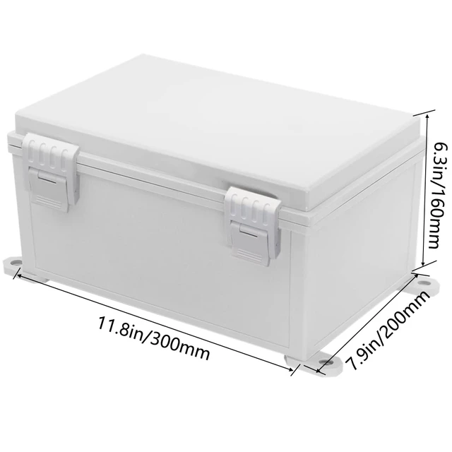 Alt view image 2 of 7 - Junction Box ABS Plastic Waterproof IP65 Electrical Boxes Hinged Shell Outdoor Universal Project Enclosure with Mounting Plate and Wall Brackets Grey 11.8x7.9x6.3 inch(300x200x160mm)