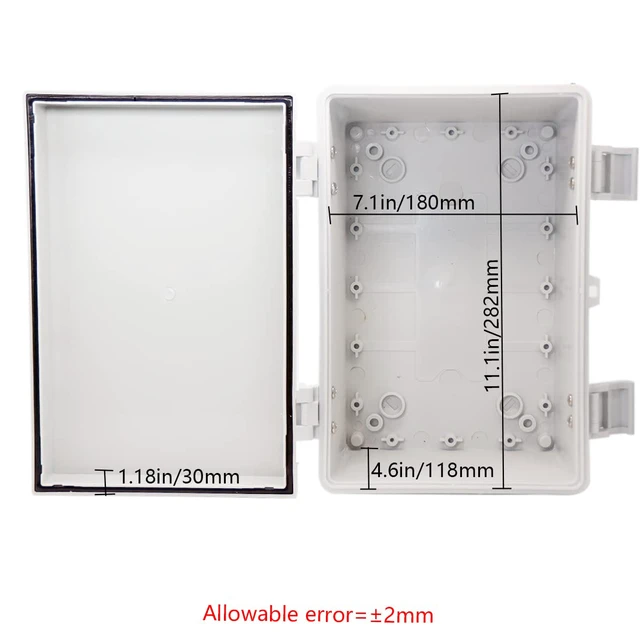 Alt view image 3 of 7 - Junction Box ABS Plastic Waterproof IP65 Electrical Boxes Hinged Shell Outdoor Universal Project Enclosure with Mounting Plate and Wall Brackets Grey 11.8x7.9x6.3 inch(300x200x160mm)