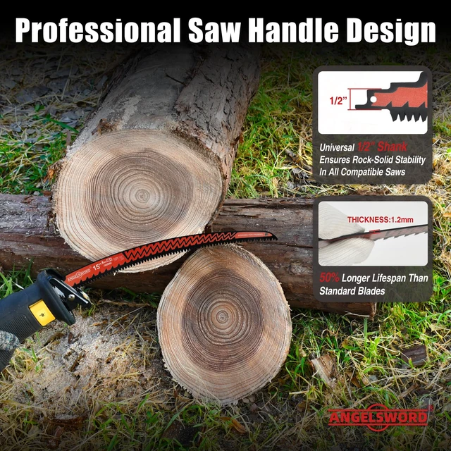 Alt view image 4 of 6 - 12 Inch Arc Edge Reciprocating Saw Blade, 6TPI Sawzall Blade, Wood Pruning Saw Blade for Tree Trimming, Wood Cutting, 3 Pack