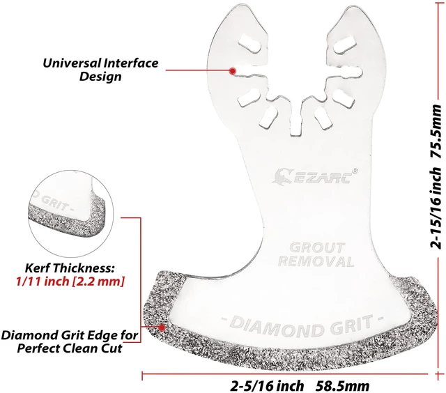 Alt view image 2 of 7 - Diamond Oscillating Saw Blades for Grout and Mortar, 3-Pack 0.09-Inch Kerf, Segmented Swing Design, Flat Side for Corners, Up to 5x Life, Remove Grout, Mortar and Plaster