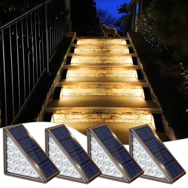 Alt view image 7 of 7 - Solar Step Lights for Outside,4pack Solar Stair Lights Outdoor Waterproof IP67,Outdoor Deck Step Lights,Solar Outdoor Lights for Staircase,Patio,Front Step(Warm Brown)