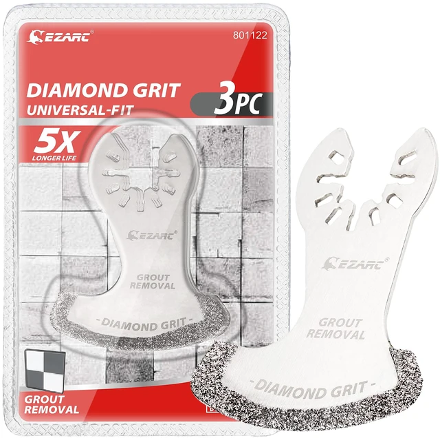 Main image of Diamond Oscillating Saw Blades for Grout and Mortar, 3-Pack 0.09-Inch Kerf, Segmented Swing Design, Flat Side for Corners, Up to 5x Life, Remove Grout, Mortar and Plaster