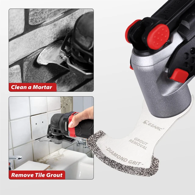 Alt view image 4 of 7 - Diamond Oscillating Saw Blades for Grout and Mortar, 3-Pack 0.09-Inch Kerf, Segmented Swing Design, Flat Side for Corners, Up to 5x Life, Remove Grout, Mortar and Plaster