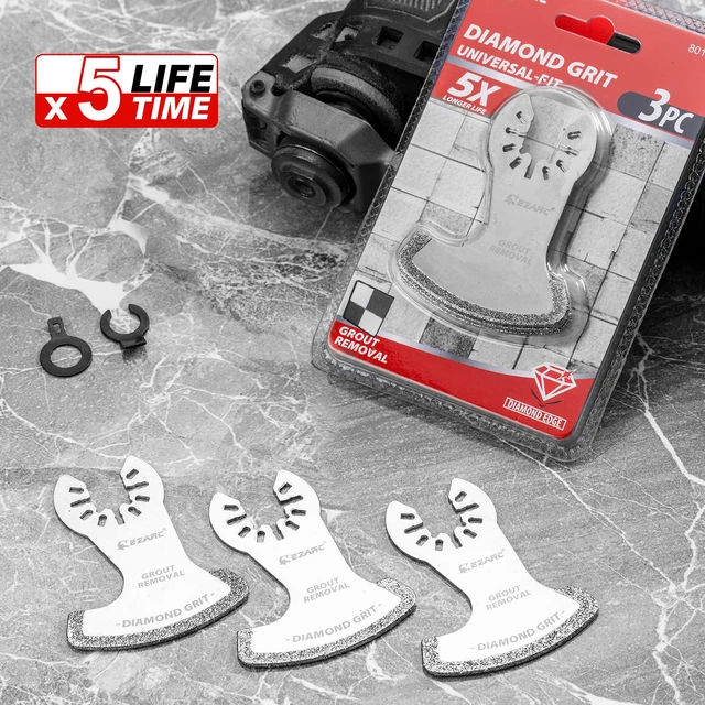 Alt view image 3 of 7 - Diamond Oscillating Saw Blades for Grout and Mortar, 3-Pack 0.09-Inch Kerf, Segmented Swing Design, Flat Side for Corners, Up to 5x Life, Remove Grout, Mortar and Plaster