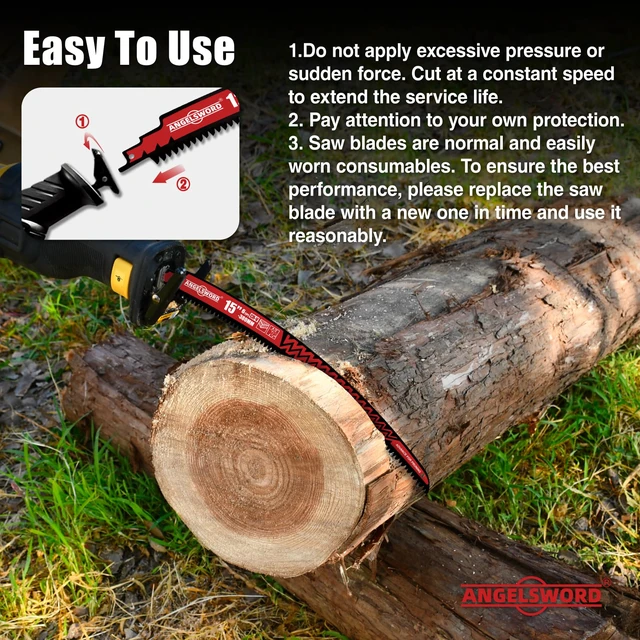 Alt view image 6 of 6 - 12 Inch Arc Edge Reciprocating Saw Blade, 6TPI Sawzall Blade, Wood Pruning Saw Blade for Tree Trimming, Wood Cutting, 3 Pack