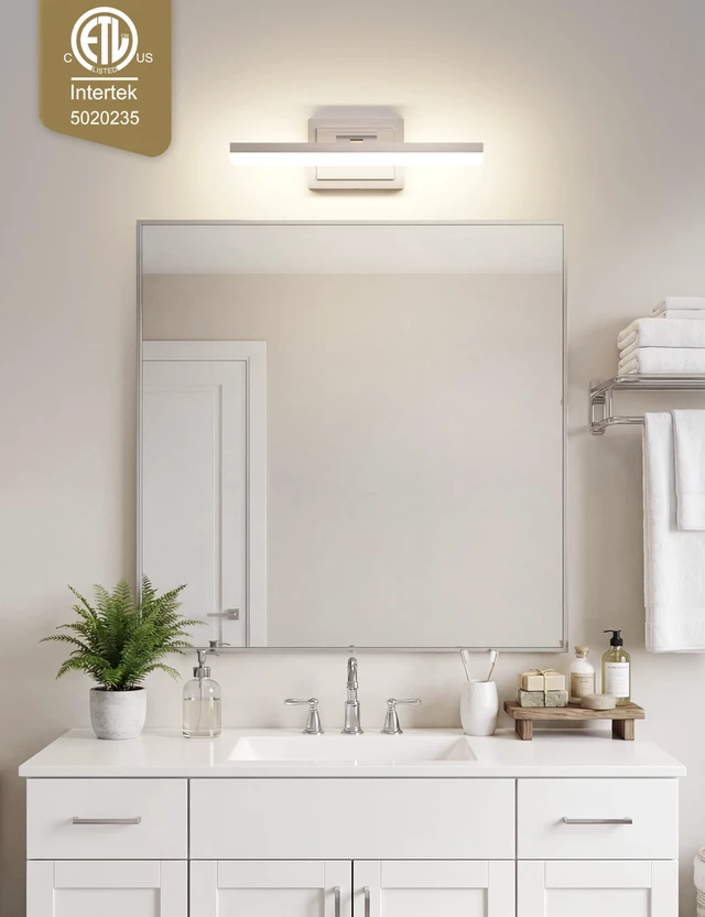 Alt view image 2 of 7 - Modern Bathroom Vanity Light 15.7 inch, Rotatable, 20W Dimmable 5CCT Led Bathroom Light Fixture Over Mirror, Brushed Nickel Bar Vanity Light for Bathrooms Mirror Restroom-ETL Certificated