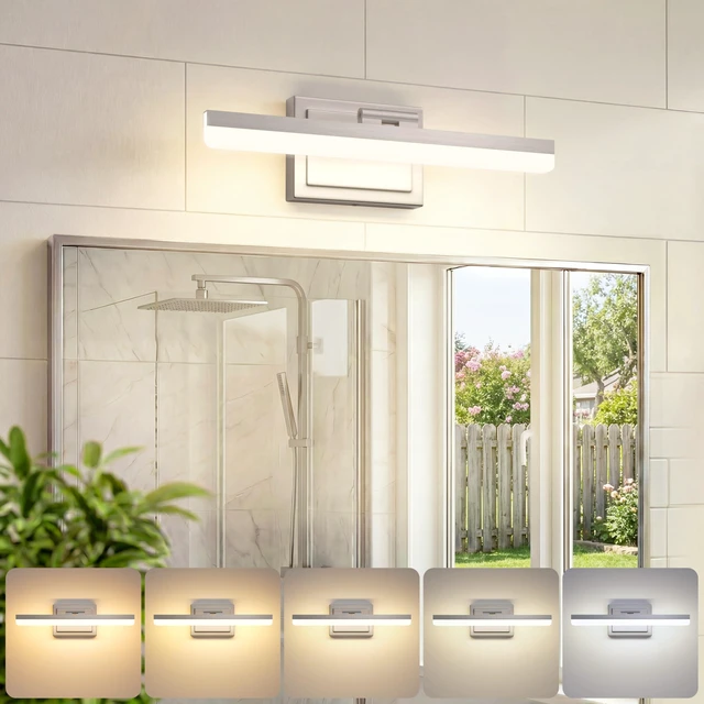 Main image of Modern Bathroom Vanity Light 15.7 inch, Rotatable, 20W Dimmable 5CCT Led Bathroom Light Fixture Over Mirror, Brushed Nickel Bar Vanity Light for Bathrooms Mirror Restroom-ETL Certificated