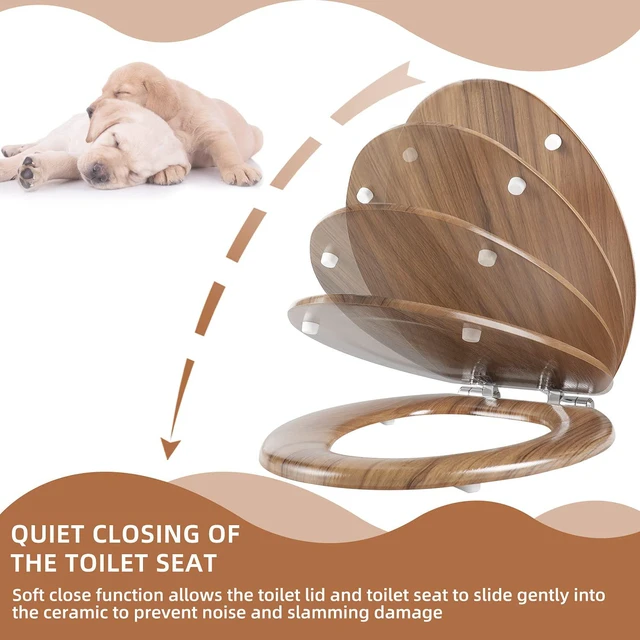 Alt view image 3 of 7 - Slow Close Wood Toilet Seat, Quick-Release (Elongated, Natural) Elongated Toilet Seat with Quietly Close, Easy to Install also Easy to Clean