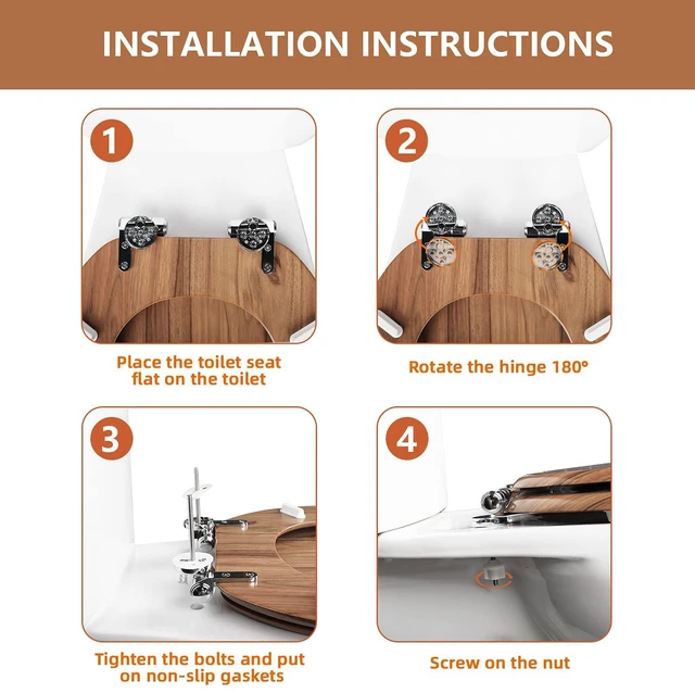 Alt view image 6 of 7 - Slow Close Wood Toilet Seat, Quick-Release (Elongated, Natural) Elongated Toilet Seat with Quietly Close, Easy to Install also Easy to Clean