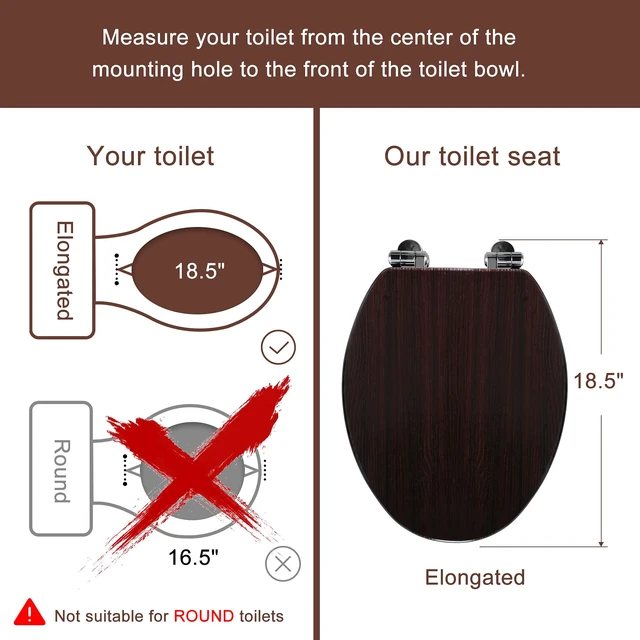 Alt view image 2 of 7 - Slow Close Wood Toilet Seat, Quick-Release (Elongated, Dark Brown) Elongated Toilet Seat with Quietly Close, Easy to Install also Easy to Clean