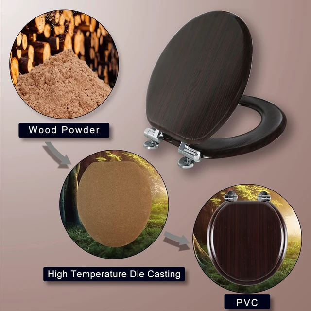 Alt view image 5 of 7 - Slow Close Wood Toilet Seat, Quick-Release (Elongated, Dark Brown) Elongated Toilet Seat with Quietly Close, Easy to Install also Easy to Clean
