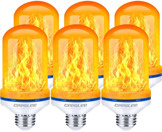 Main image of Upgraded Flame Light Bulbs, 4 Modes Flickering Light Bulbs, E26 Base Fire Flame Bulb for Halloween Decorations Outdoor, Christmas Lights Patio Indoor Home Decor (Yellow, 6 Pack)