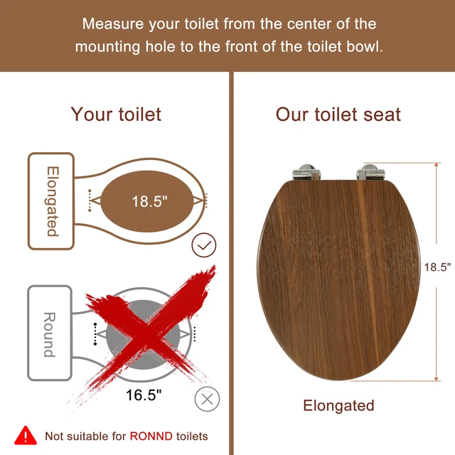 Alt view image 3 of 7 - Slow Close Wood Toilet Seat, Quick-Release (Elongated, Walnut) Elongated Toilet Seat with Quietly Close, Easy to Install also Easy to Clean