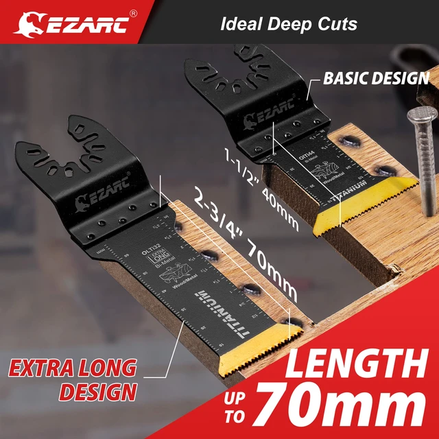 Alt view image 2 of 7 - Titanium Oscillating Saw Blades Kit 4 PCS, Plunge Cutting Multitool Blades for Metal Wood Nails Screws, Flush Cut Universal Quick Release Multi Tool Blades Kits, Tool Blades Fit Multiple Models
