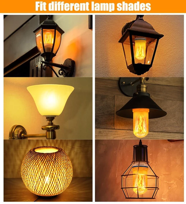 Alt view image 3 of 7 - Upgraded Flame Light Bulbs, 4 Modes Flickering Light Bulbs, E26 Base Fire Flame Bulb for Halloween Decorations Outdoor, Christmas Lights Patio Indoor Home Decor (Yellow, 4 Pack)