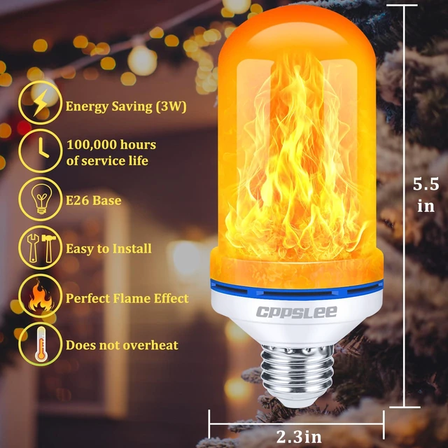 Alt view image 7 of 7 - Upgraded Flame Light Bulbs, 4 Modes Flickering Light Bulbs, E26 Base Fire Flame Bulb for Halloween Decorations Outdoor, Christmas Lights Patio Indoor Home Decor (Yellow, 4 Pack)