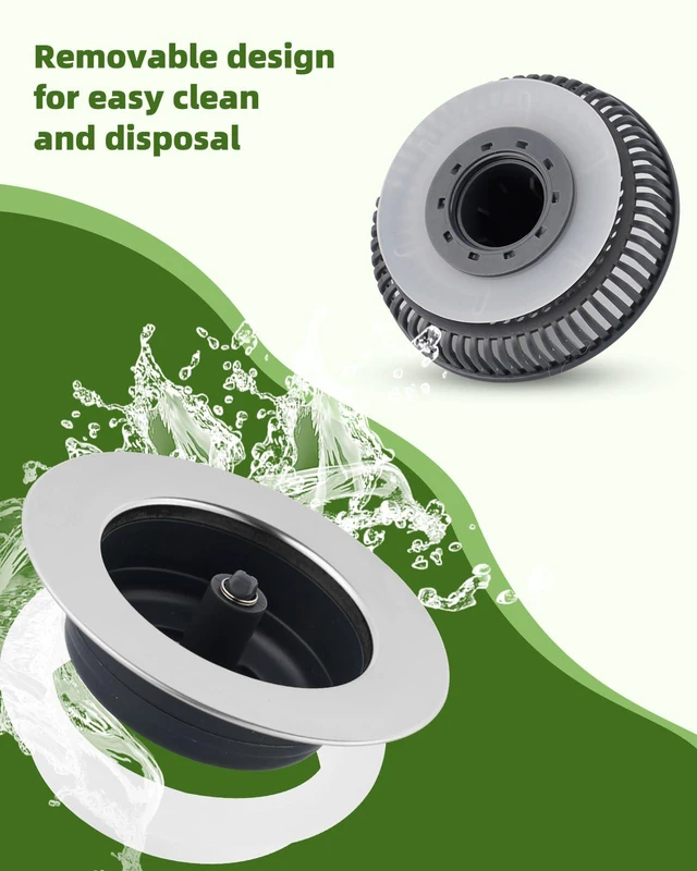 Alt view image 4 of 6 - Universal 2PCS Kitchen Sink Strainer Stopper Combo, 3 in 1 Pop Up Kitchen Sink Stopper with Chrome Stainless Steel Wraped Shell for US Standard 3-1/2 inch Drain Filter, Anti-Clog