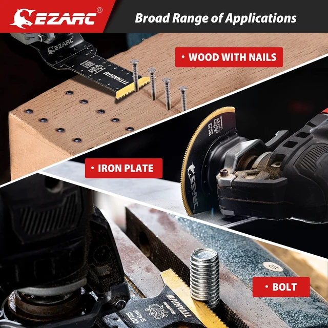 Alt view image 7 of 7 - Titanium Oscillating Saw Blades Kit 4 PCS, Plunge Cutting Multitool Blades for Metal Wood Nails Screws, Flush Cut Universal Quick Release Multi Tool Blades Kits, Tool Blades Fit Multiple Models