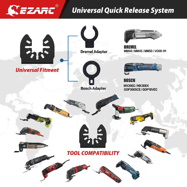 Alt view image 6 of 7 - Titanium Oscillating Saw Blades Kit 4 PCS, Plunge Cutting Multitool Blades for Metal Wood Nails Screws, Flush Cut Universal Quick Release Multi Tool Blades Kits, Tool Blades Fit Multiple Models