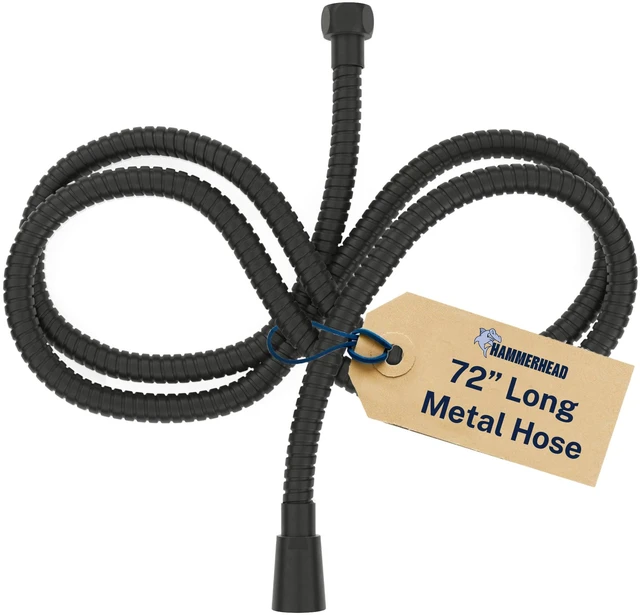 Main image of Solid Metal Shower Hose Attachment for Showerhead, Extra-Long 72-Inch Universal Replacement Hose for Hand held Shower, Matte Black