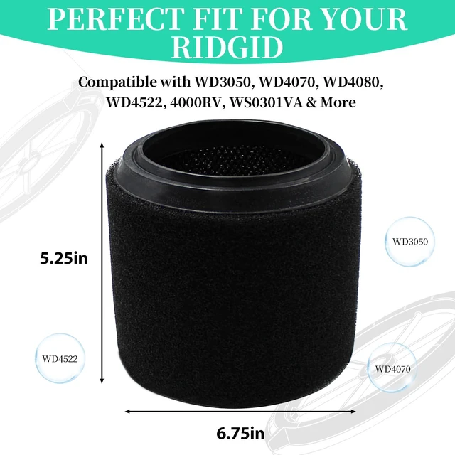 Alt view image 2 of 7 - VF3700 Replacement Filter for Ridgid Shop Vac 4 Gallon, Wet Foam Filters 4-Pack Wet Pick Up Filter for Workshop Shop Vacuum Wet Application Foam Filters 3/4/4.5 Gal Rigid Portable Vacuums
