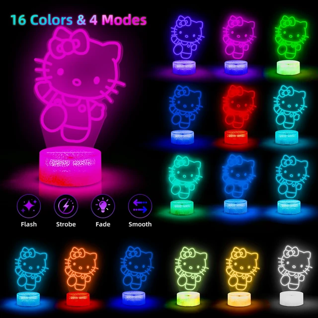 Alt view image 2 of 7 - Cat Night Light, 3D LED 16 Color Intelligent Remote Control Lamp for Children's Gifts Children's Room Decoration Holiday Gifts