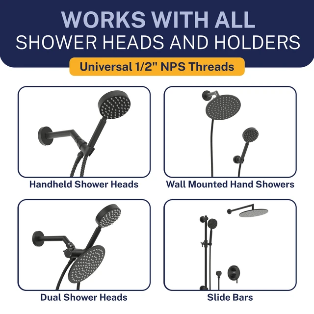 Alt view image 4 of 7 - Solid Metal Shower Hose Attachment for Showerhead, Extra-Long 72-Inch Universal Replacement Hose for Hand held Shower, Matte Black