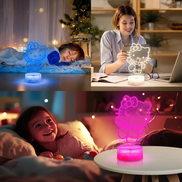 Alt view image 7 of 7 - Cat Night Light, 3D LED 16 Color Intelligent Remote Control Lamp for Children's Gifts Children's Room Decoration Holiday Gifts