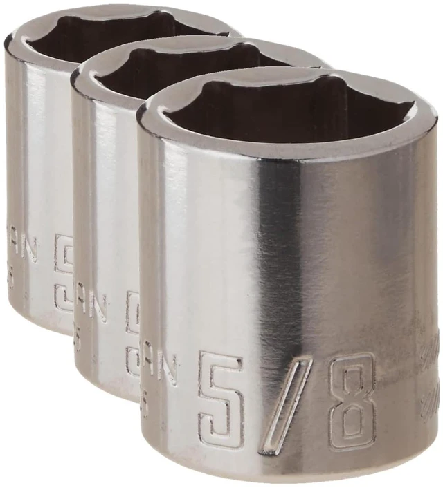 Main image of Shallow Socket, SAE, 3/8-Inch Drive, 5/8-Inch, 6-Point (CMMT43005) (Pack of 3)