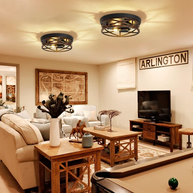 Alt view image 2 of 4 - Farmhouse Flush Mount Ceiling Light,3-Light Ceiling Light Fixture Hallway Ceiling Light Fixtures,Light Fixtures Ceiling Mount for Hallway Kitchen,Entryway,Hall (2 Pack)