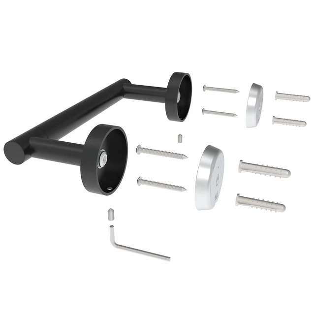 Alt view image 2 of 3 - Matte Black Toilet Paper Holder SUS304 Stainless Steel Double Post Pivoting Toilet Paper Roll Holder Wall Mounted Toilet Tissue Holder for Commercial Bathroom RV