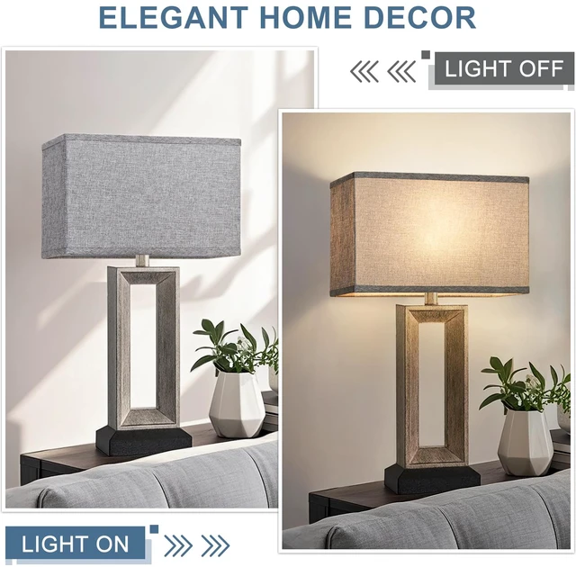 Main image of Rectangle Lamp Shades Set of 2, Large Lamp Shades 16"L x 8"W x 10"H, Gray Rectangular Lampshades for Table Lamps Floor Lamps, Modern Linen Lampshades, Spider, Harp Holders Included, Easy Assembly