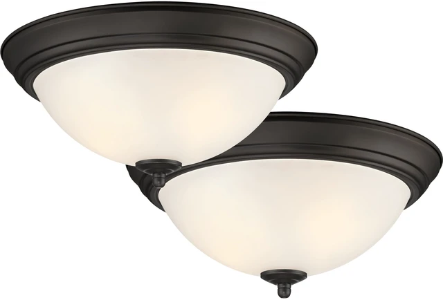 Main image of Flush Mount Ceiling Light, 11 Inch Frosted Glass Lighting Fixture for Kitchen, Bedroom, Bathroom, and Hallway, LED Bulbs not Included, Oil Rubbed Bronze