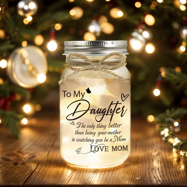 Alt view image 5 of 5 - Daughter Mason Jar Night Lights - Daughter Gifts from mom Christmas Mother's Day Birthday Gift for Daughter, Daughters Gifts Mother's Day Graduation Decorative Jar Light Night
