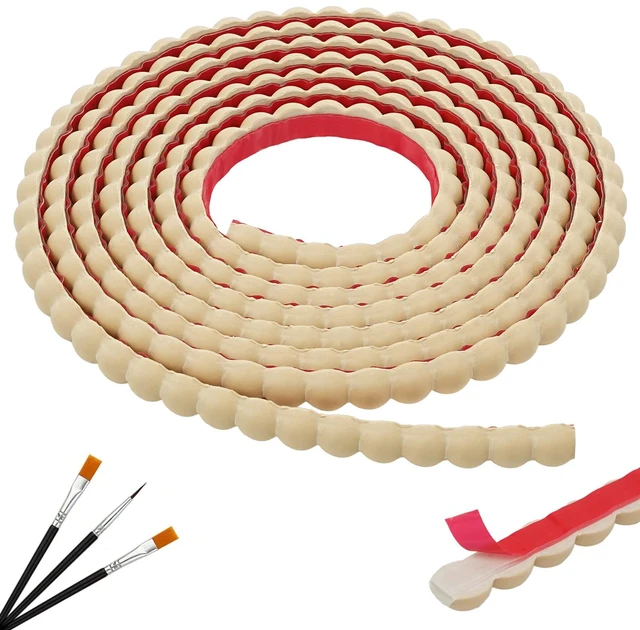 Main image of 20ft Decorative Bead Pearl Peel and Stick Wall Molding Trim, Wood Flexible PVC Trim for DIY Home Décor, Bathroom Mirror Frames, Cabinet Edges, Door & Window Borders (Paintable, 2 Rolls 10FT)