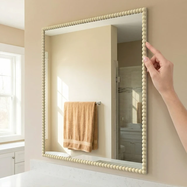 Alt view image 5 of 7 - 20ft Decorative Bead Pearl Peel and Stick Wall Molding Trim, Wood Flexible PVC Trim for DIY Home Décor, Bathroom Mirror Frames, Cabinet Edges, Door & Window Borders (Paintable, 2 Rolls 10FT)