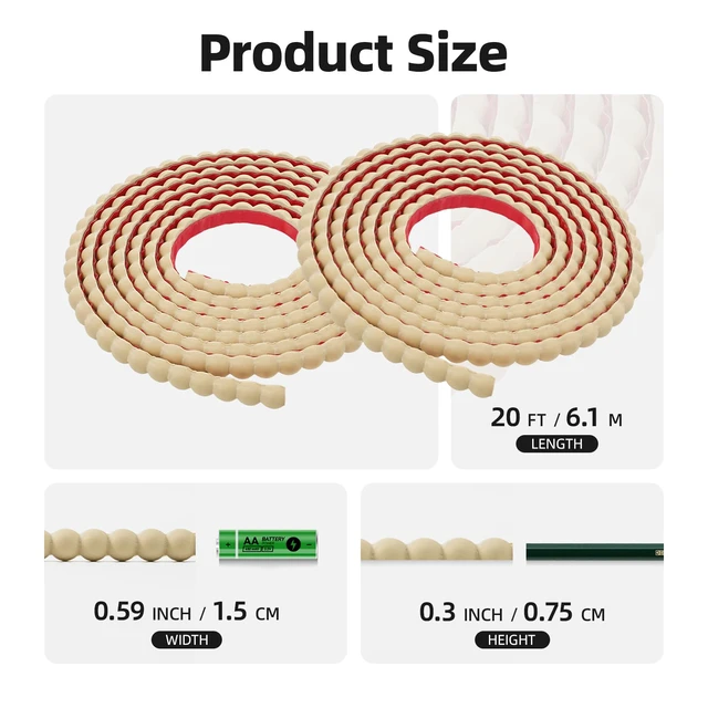 Alt view image 6 of 7 - 20ft Decorative Bead Pearl Peel and Stick Wall Molding Trim, Wood Flexible PVC Trim for DIY Home Décor, Bathroom Mirror Frames, Cabinet Edges, Door & Window Borders (Paintable, 2 Rolls 10FT)