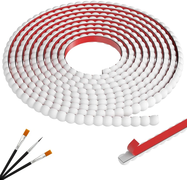 Main image of 20ft Decorative Bead Pearl Peel and Stick Wall Molding Trim, White Flexible PVC Trim for DIY Home Décor, Bathroom Mirror Frames, Cabinet Edges, Door & Window Borders (Paintable, 2 Rolls 10FT)