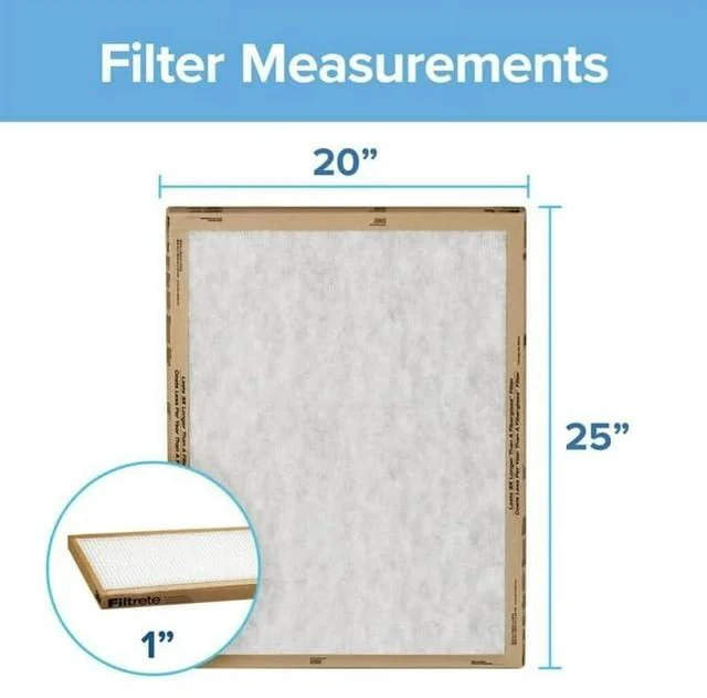 Alt view image 2 of 7 - 20x25x1 Air Filter, 3M MERV 1 HVAC AC Furnace Filter Replacement, 6-Pack (Actual Size 19.69x24.69x0.88 in)