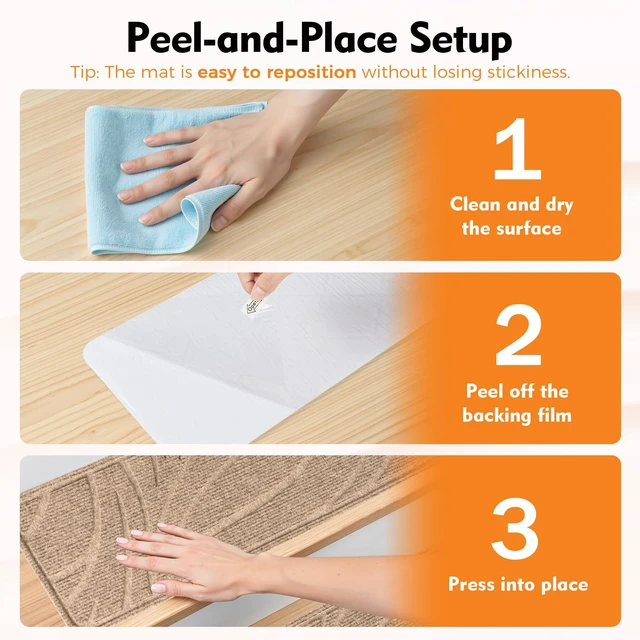Alt view image 7 of 7 - Stair Treads for Wooden Steps, 7 PCS 8"x30", Beige Non-Slip TPE Backing Indoor Stair Runners, Washable & Reusable Stairs Carpet Rugs, No Residue, Safe for Kids, Pets, Seniors