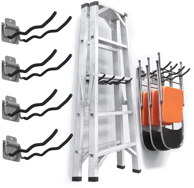 Main image of Garage Tool Organizer Hooks, 4-Pack Heavy-Duty 12" Steel Wave Hooks Wall Mount Garage Storage Utility Hook for Car Tires, Ladder, Chairs, Power tools, Garden tools